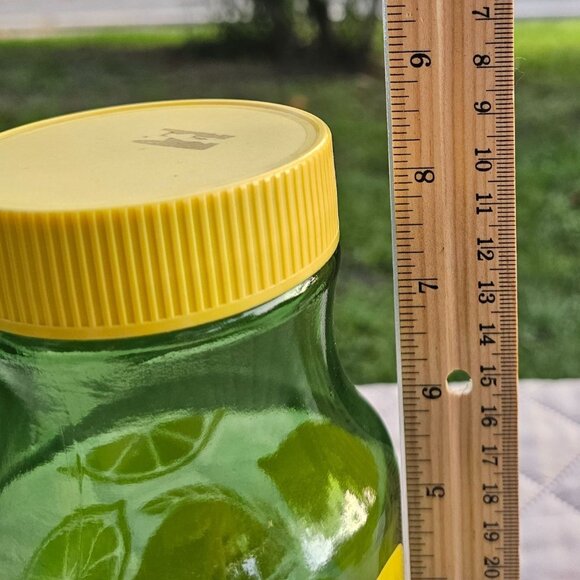Vintage Anchor Hocking Green Yellow Lemons Lemonade Juice Jar Glass Container - Picture 8 of 9